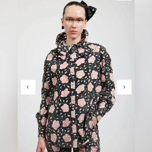 Batsheva Apollo Blouse in Black Watercolor Floral - Rose Ruffle Collar Top